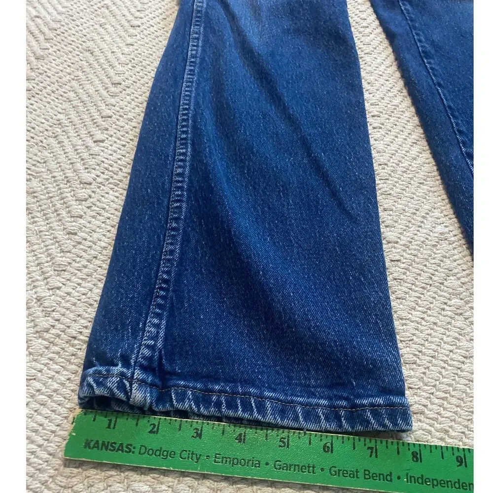 Vintage Wrangler 937STR Slim Fit Straight Leg Blue Denim Jeans Mens 33x32